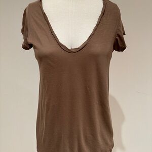 James Perse Chocolate Brown V-Neck Tee